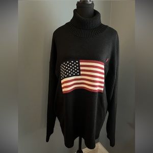 Vintage 1990s Ralph Lauren Polo USA Flag Wool Knit Jumper Sweater men’s M/L